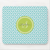 Aquamarines abstraktes geometrisches mousepad (Vorne)