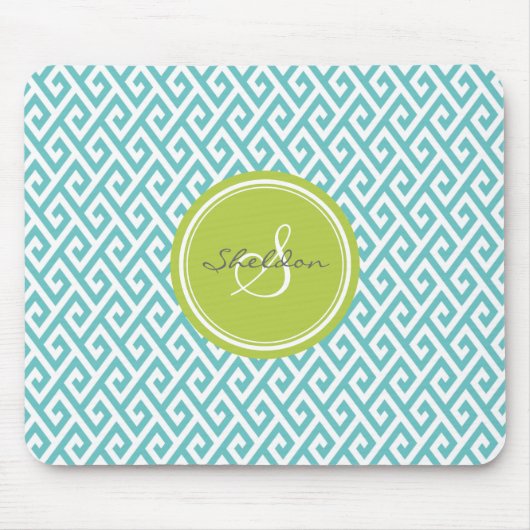 Aquamarines abstraktes geometrisches mousepad (Vorne)