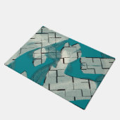 Aquamarines Abstraktes Muster Fußmatte (Schrägansicht)