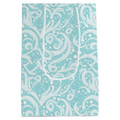 Aquamarines Abstraktes Schneeflockenmuster#10 ID10 Mittlere Geschenktüte (Rückseite)