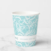 Aquamarines Abstraktes Schneeflockenmuster#10 ID10 Pappbecher (Rückseite)