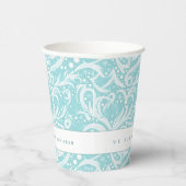 Aquamarines Abstraktes Schneeflockenmuster#10 ID10 Pappbecher (Rechts)