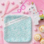 Aquamarines Abstraktes Schneeflockenmuster#10 ID10 Pappteller (Party)