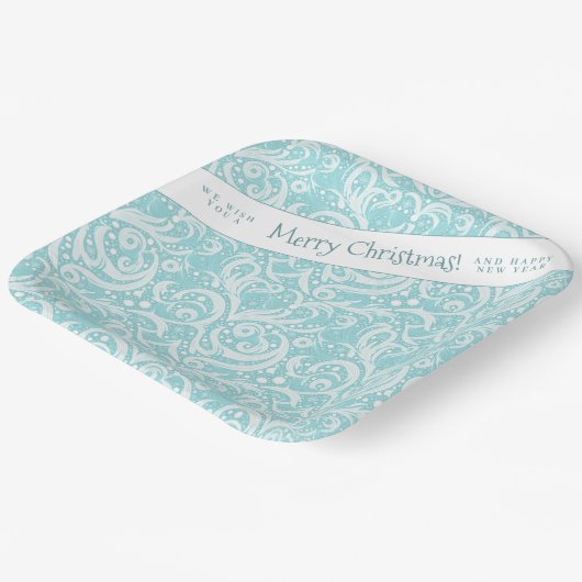 Aquamarines Abstraktes Schneeflockenmuster#10 ID10 Pappteller (Gewinkelt)