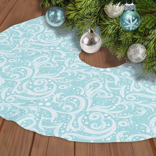 Aquamarines Abstraktes Schneeflockenmuster#10 ID10 Polyester Weihnachtsbaumdecke