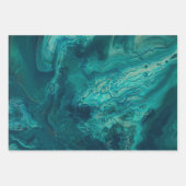 Aquamarines Acrylgießen Abstrakter Fluid Art Geschenkpapier Set (Vorderseite 3)