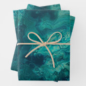 Aquamarines Acrylgießen Abstrakter Fluid Art Geschenkpapier Set (Beispiel)