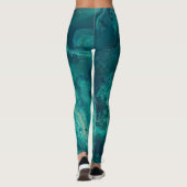 Aquamarines Acrylgießen Abstrakter Fluid Art Leggings (Rückseite)