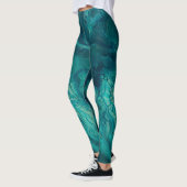 Aquamarines Acrylgießen Abstrakter Fluid Art Leggings (Links)