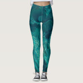 Aquamarines Acrylgießen Abstrakter Fluid Art Leggings (Vorderseite)
