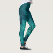 Aquamarines Acrylgießen Abstrakter Fluid Art Leggings (Rechts)