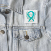 Aquamarines Angel-Bewusstsein Ribbon Art Custom La Button (Beispiel)
