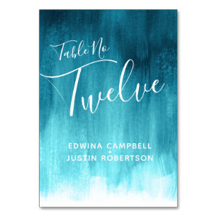 Aquamarines Aqua-abstrakte Wäsche Moderne Tischnum Tischnummer