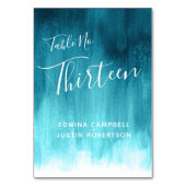 Aquamarines Aqua-abstrakte Wäsche Moderne Tischnum Tischnummer (Vorderseite)