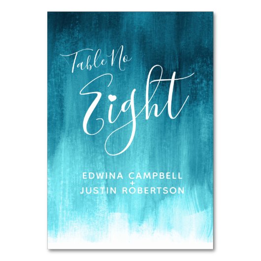 Aquamarines Aqua-abstrakte Waschung Moderne Kunst  Tischnummer (Rückseite)