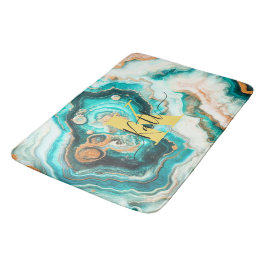 Aquamarines Aqua Agate Golden Custom Modern Monogr Badematte
