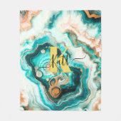 Aquamarines Aqua Agate Golden Custom Modern Monogr Fleecedecke (Vorderseite)