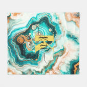 Aquamarines Aqua Agate Golden Custom Modern Monogr Fleecedecke (Vorderseite (Horizontal))