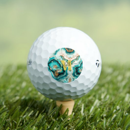 Aquamarines Aqua Agate Golden Custom Modern Monogr Golfball (Insitu T-Shirt)