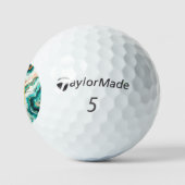 Aquamarines Aqua Agate Golden Custom Modern Monogr Golfball (Logo)
