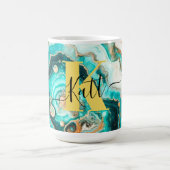 Aquamarines Aqua Agate Golden Custom Modern Monogr Kaffeetasse (Mittel)