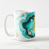 Aquamarines Aqua Agate Golden Custom Modern Monogr Kaffeetasse (Links)