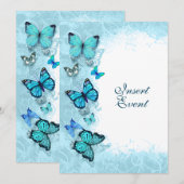 Aquamarines Aqua-Blau-Schmetterling-Party Einladung (Vorne/Hinten)