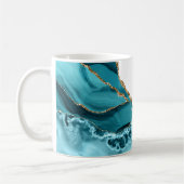 Aquamarines Aqua Blue Agate Gold Glitzy Glitzer Kaffeetasse (Links)