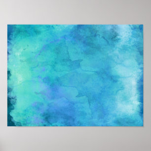 Aquamarines Aqua Blue Aquamarin Watercolor Textur  Poster
