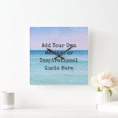 Aquamarines Aqua Blue Calming Zitat Ocean Beach Wa Quadratische Wanduhr (Zuhause)