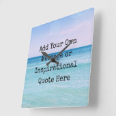 Aquamarines Aqua Blue Calming Zitat Ocean Beach Wa Quadratische Wanduhr (Winkel)