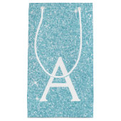 Aquamarines Aqua Blue Glitzer & Sparkle Monogram Kleine Geschenktüte (Vorderseite)