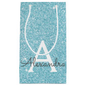 Aquamarines Aqua Blue Glitzer & Sparkle Monogram Kleine Geschenktüte (Vorderseite)