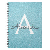 Aquamarines Aqua Blue Glitzer Sparkle Monogram Not Notizblock (Vorderseite)