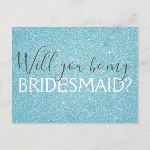 Aquamarines Aqua Blue Glitzer und Sparkle Bridesma Einladungspostkarte