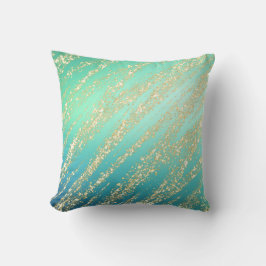 Aquamarines Aqua Blue Green Turquoise Gold Kissen