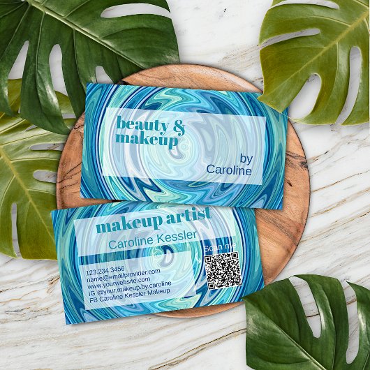 Aquamarines Aqua Blue Jade Green Abstrakt Art Must Visitenkarte