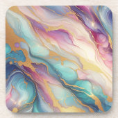 Aquamarines Aqua Blue Lila Pink Gold Marbella Art Getränkeuntersetzer (Vorderseite)