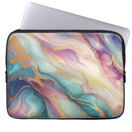 Aquamarines Aqua Blue Lila Pink Gold Marbella Art  Laptopschutzhülle
