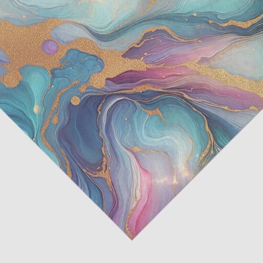 Aquamarines Aqua Blue Lila Pink Gold Marbella Art Seidenpapier (Ausschnitt)