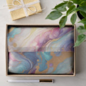 Aquamarines Aqua Blue Lila Pink Gold Marbella Art Seidenpapier (Geschenk)