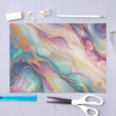 Aquamarines Aqua Blue Lila Pink Gold Marbella Art Seidenpapier (Handwerk)