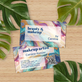 Aquamarines Aqua Blue Lila Pink Gold Marbella Art  Visitenkarte