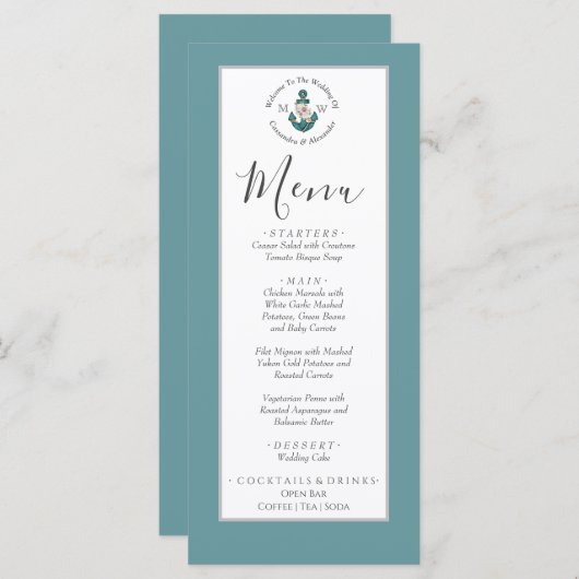 Aquamarines Aqua Blue Menükarte (Vorne/Hinten)