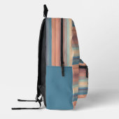Aquamarines Aqua Blue Peach Orange Wasserfarben St Bedruckter Rucksack (Links)