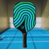 Aquamarines Aqua Blue Retro Swirl mit Initial Pickleball Schläger