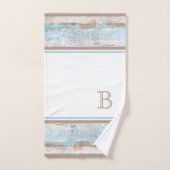 Aquamarines Aqua Blue Taupe Badhandtuch Set (Handtuch)