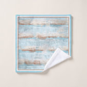 Aquamarines Aqua Blue Taupe Badhandtuch Set (Waschlappen)