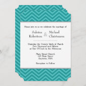 Aquamarines Aqua Blue Zickzack Hochzeitsempfang Einladung (Vorne/Hinten)
