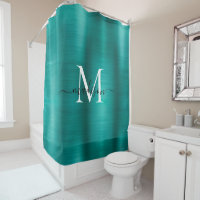 Aquamarines Aqua Brushed Metal Monogram Girly Scri